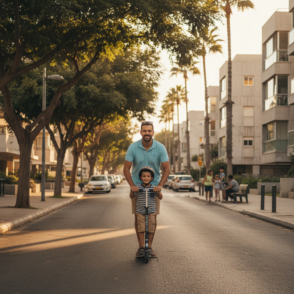 Family enjoying time together in a suburban setting